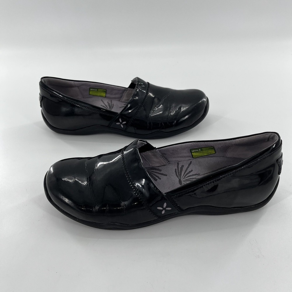 Ahnu Loafers Womens US 11 EU 42 Black Patent Leather Flat Comfort Slip On - Picture 13 of 15